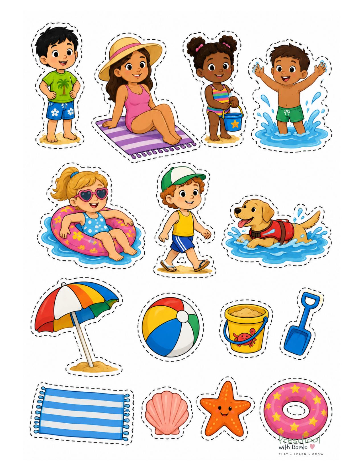 Preview of Beach Cutouts Printable